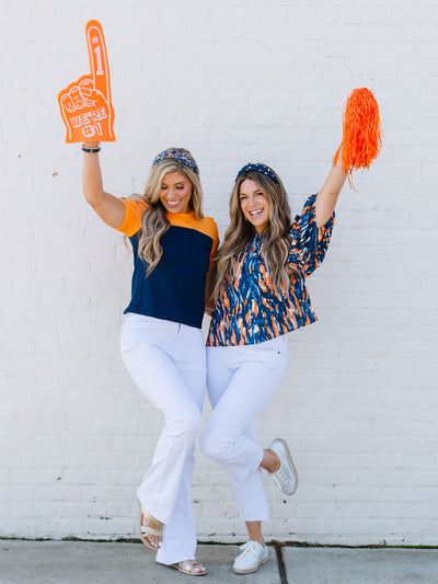 Blakeley Top | Navy + Orange