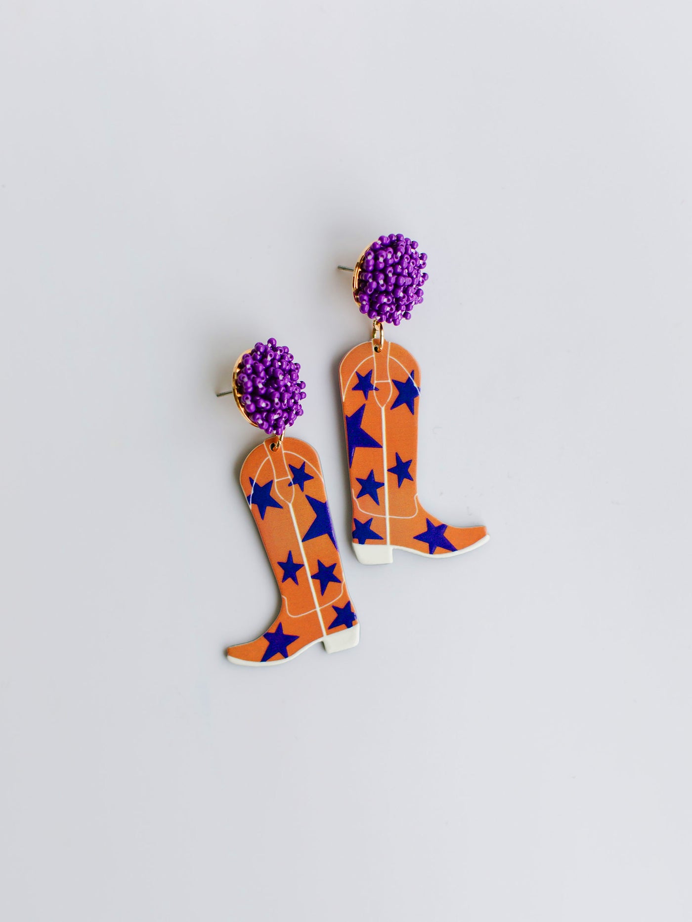 Gameday Cowgirl Earrings |  Purple + Orange