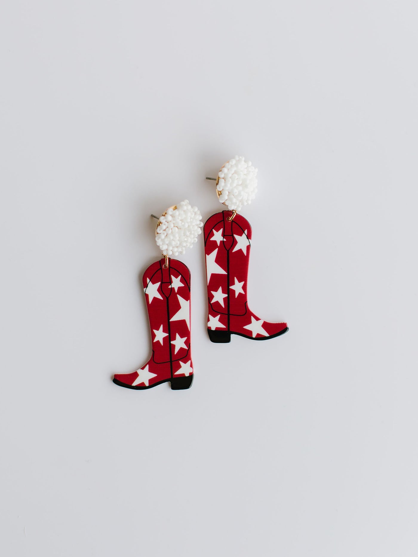 Gameday Cowgirl Earrings | Crimson + White
