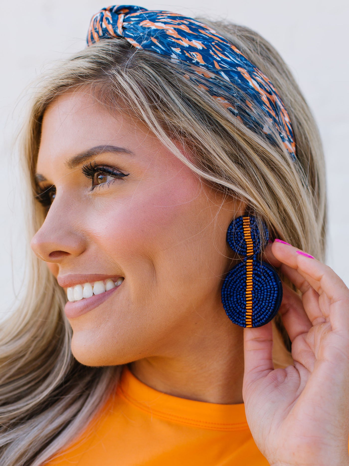 Colleen Earrings | Navy + Orange