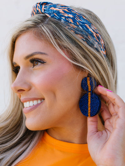 Colleen Earrings | Navy + Orange