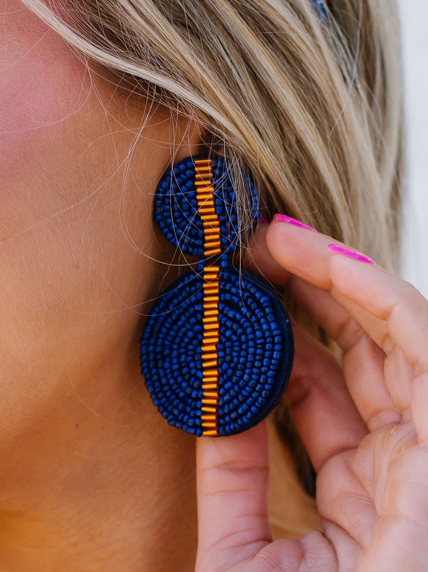Colleen Earrings | Navy + Orange