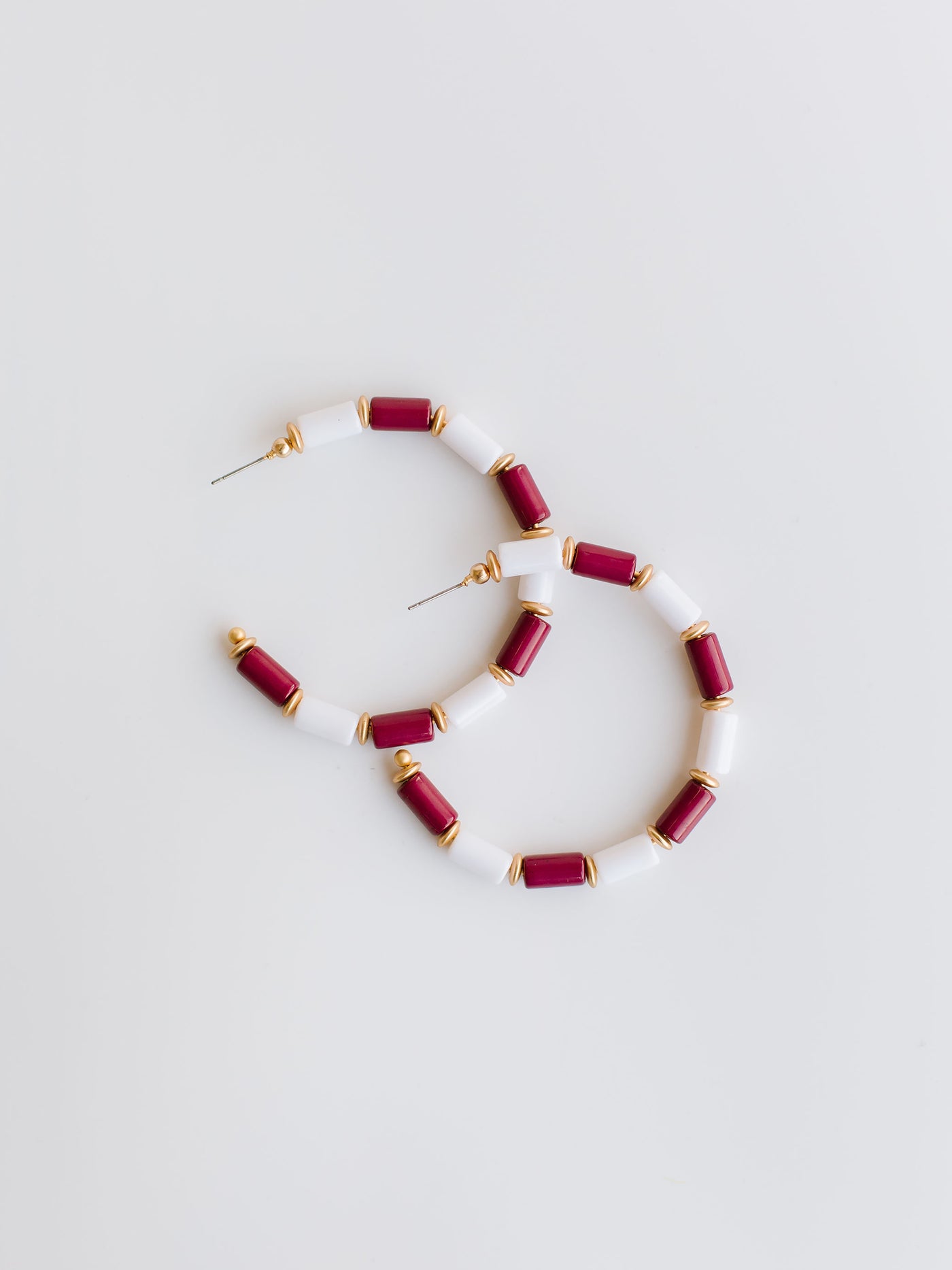 Cara Earrings | Maroon + White