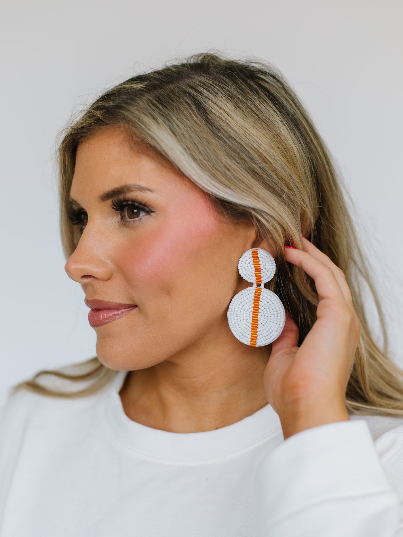 Colleen Earrings | Orange + White