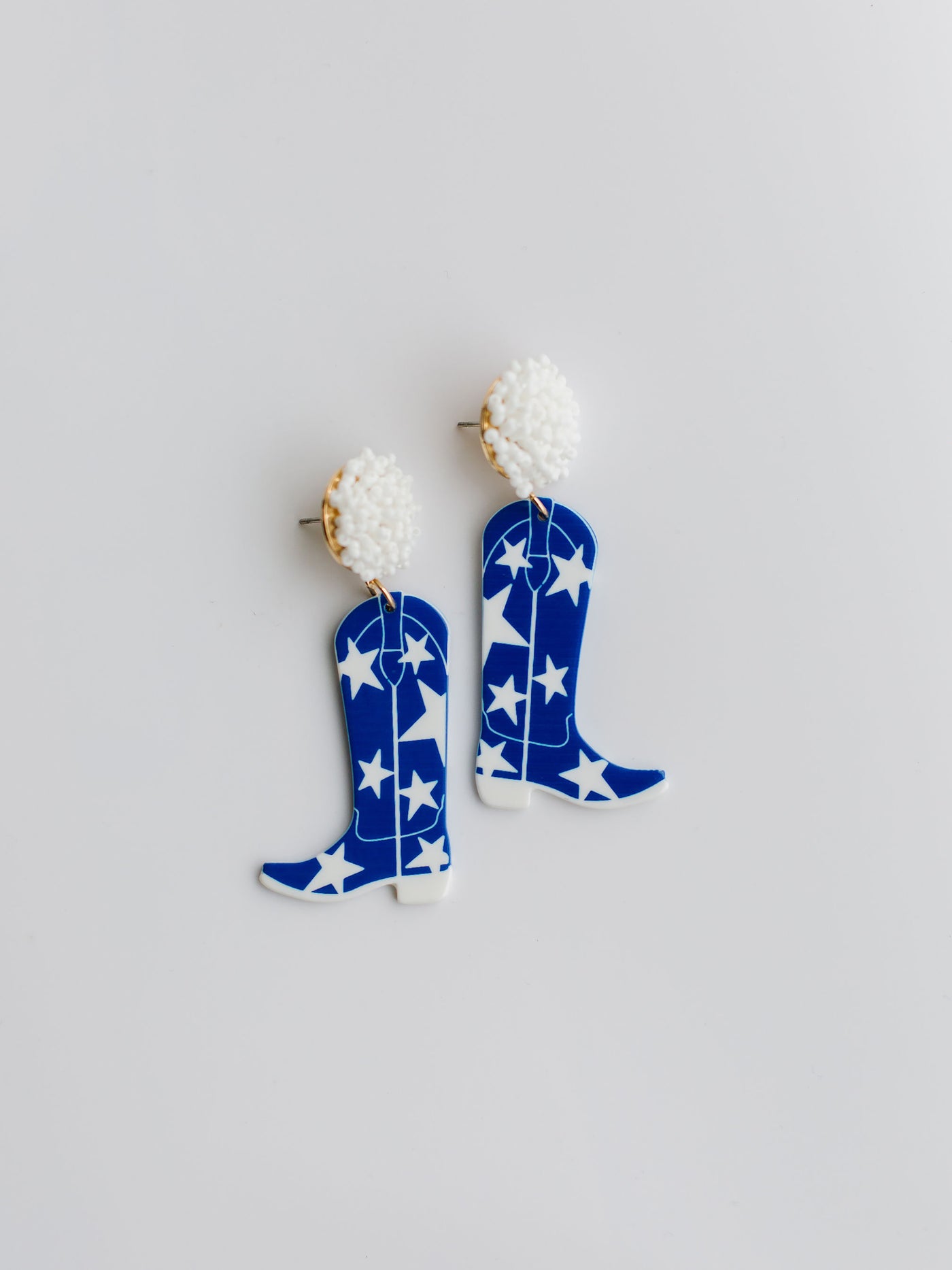 Gameday Cowgirl Earrings | Blue + White