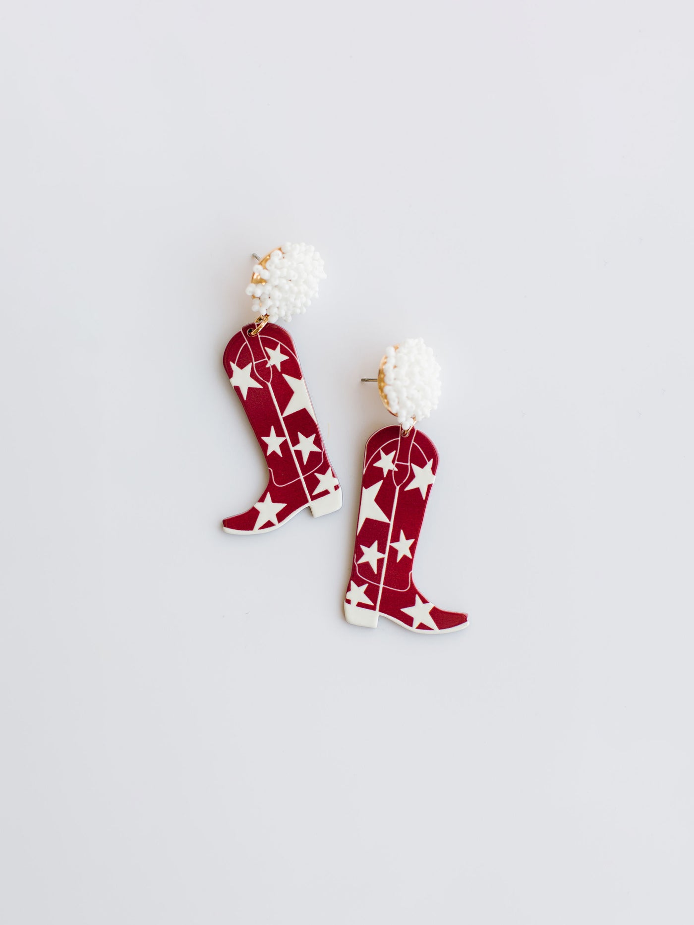 Gameday Cowgirl Earrings | Cardinal + White