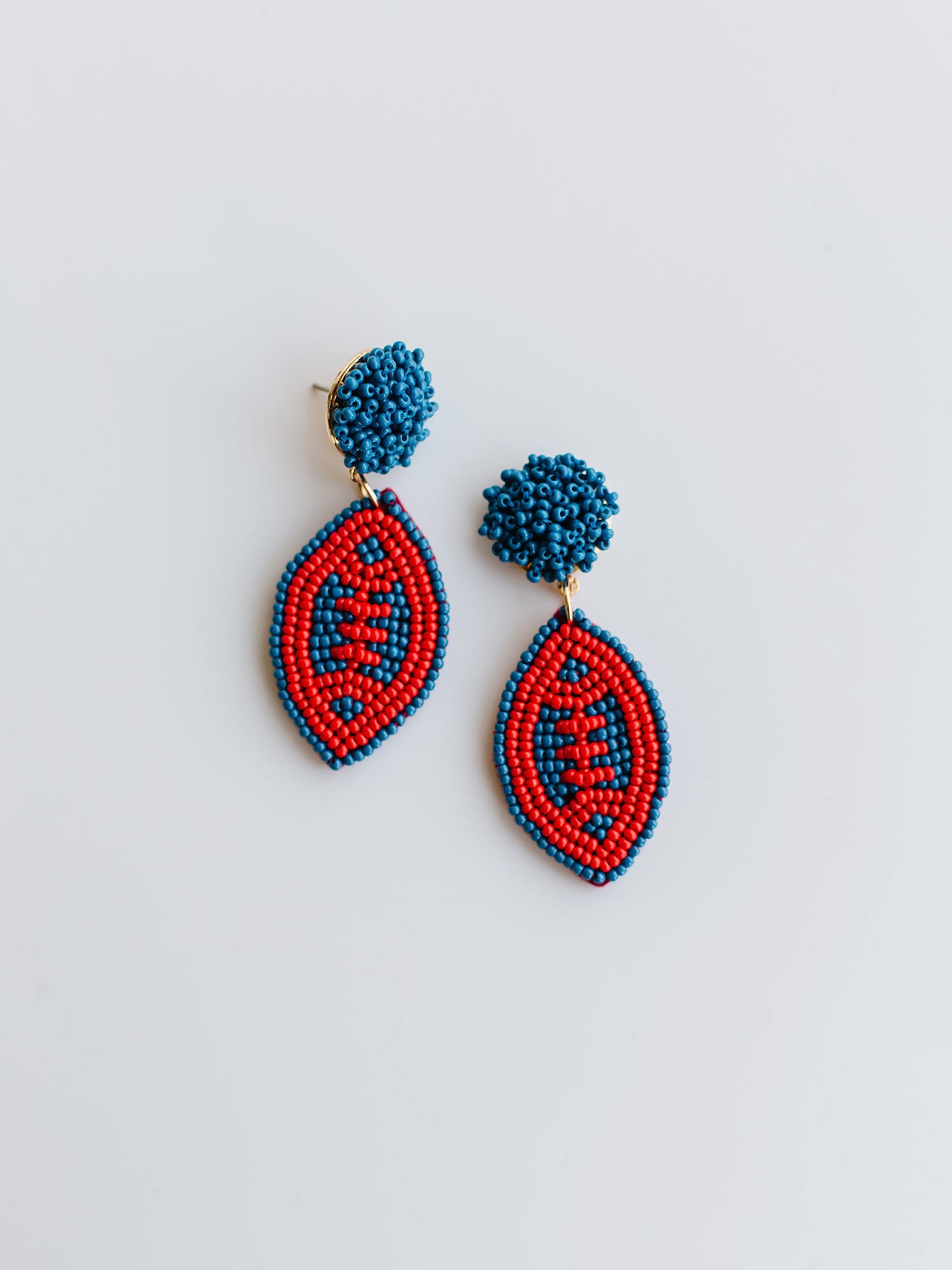 Football Earrings | Red + Blue