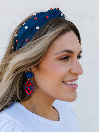 Football Earrings | Red + Blue
