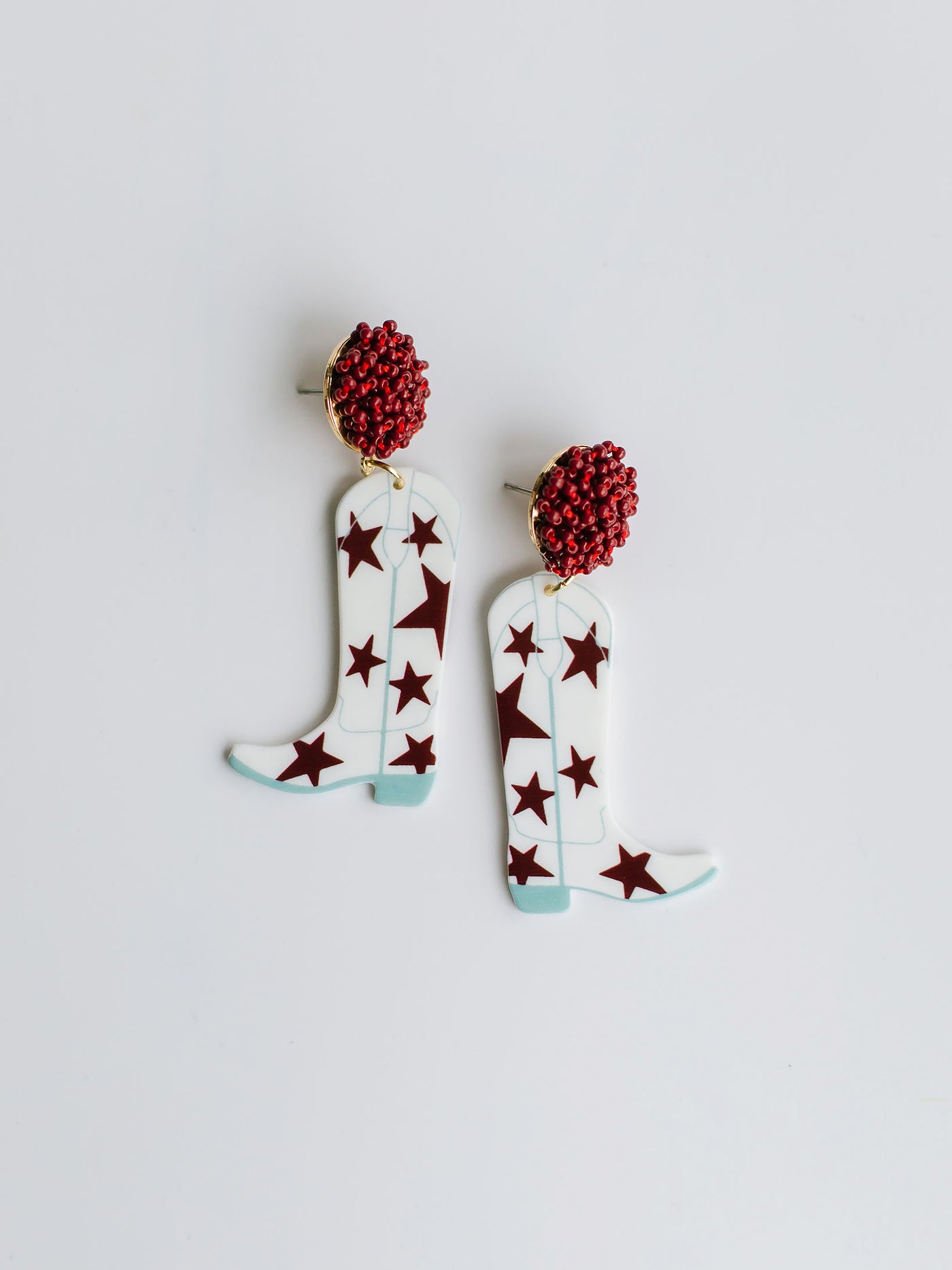 Gameday Cowgirl Earrings | Maroon + White