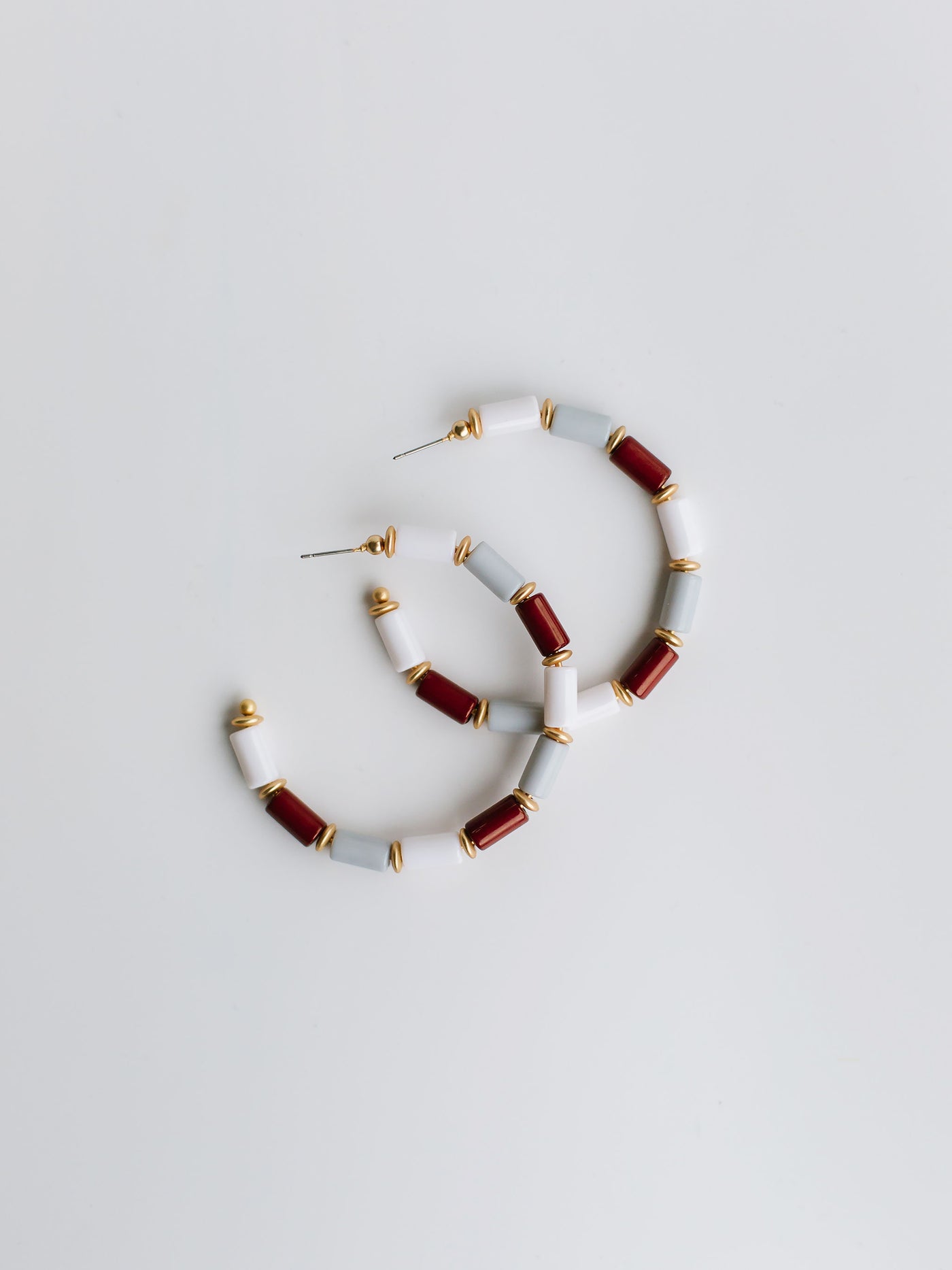 Cara Earrings | Maroon + Gray