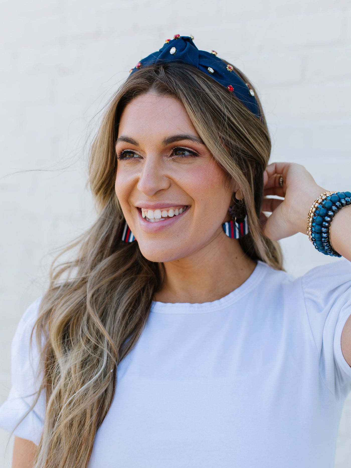 Krista Headband | Navy/Red