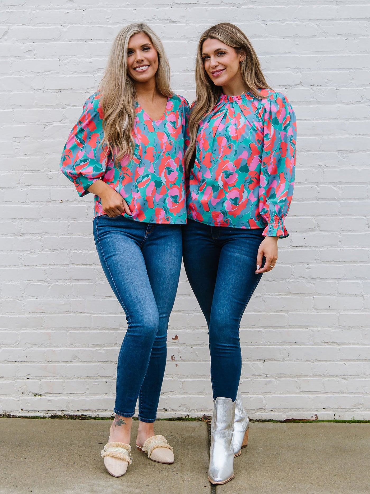 Aspen Top | Falling Poppies Teal