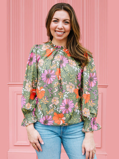 Quinn Top | Vintage Petals Olive