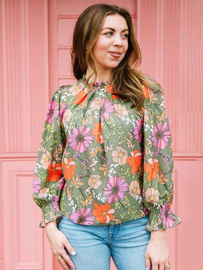 Quinn Top | Vintage Petals Olive