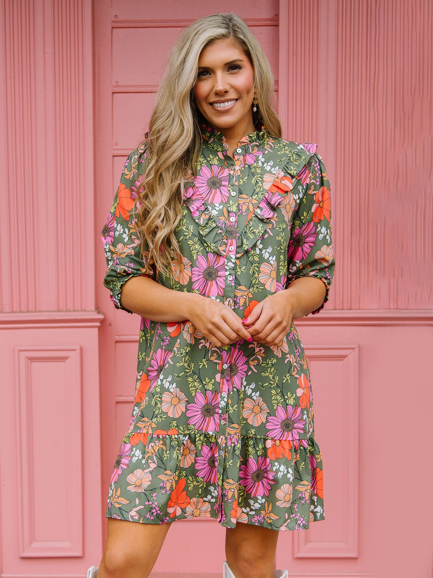 Waylon Dress | Vintage Petals Olive