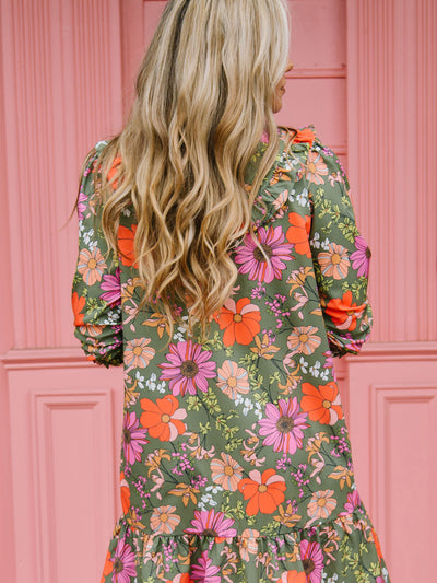 Waylon Dress | Vintage Petals Olive