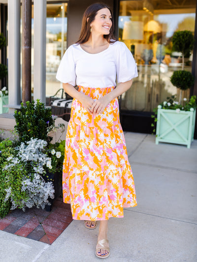 Sadie Skirt | Spring Blooms Orange