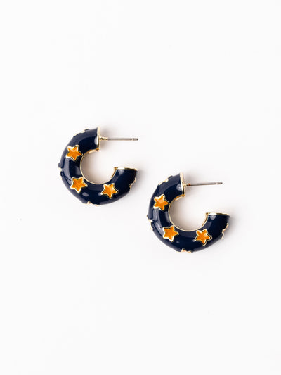 Justine Earrings | Navy + Orange