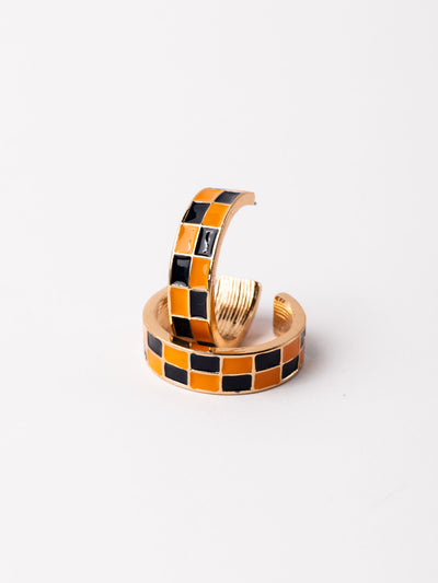 Sunny Earrings | Navy + Orange