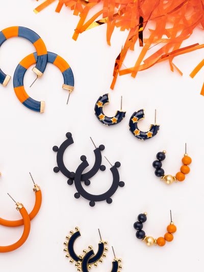 Sunny Earrings | Navy + Orange