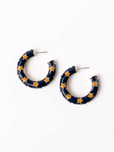 Justine Earrings | Navy + Orange