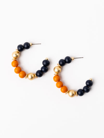 Janette Earrings | Navy + Orange