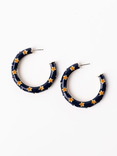 Justine Earrings | Navy + Orange