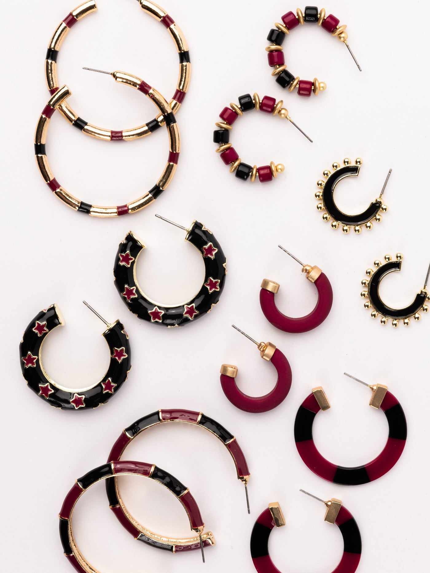 Justine Earrings | Garnet + Black