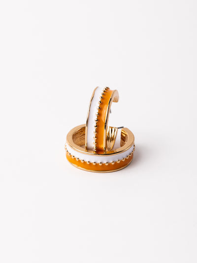 Meaghan Earrings | Orange + White