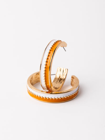 Meaghan Earrings | Orange + White