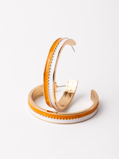 Meaghan Earrings | Orange + White