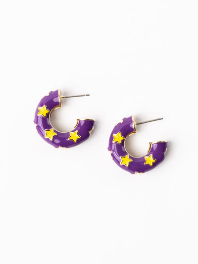 Justine Earrings | Purple + Gold