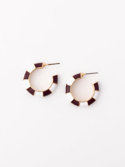 Ashlynn Earrings | Maroon + White