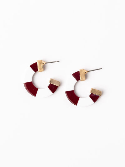 Melody Earrings | Maroon + White