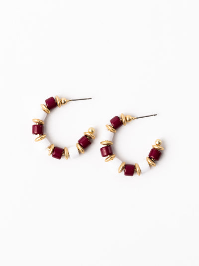 Cara Earrings | Maroon + White