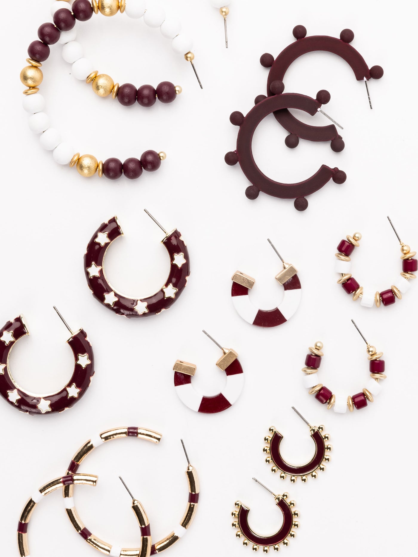 Nellie Earrings | Maroon + White
