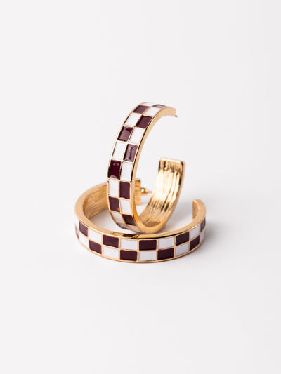Sunny Earrings | Maroon + White
