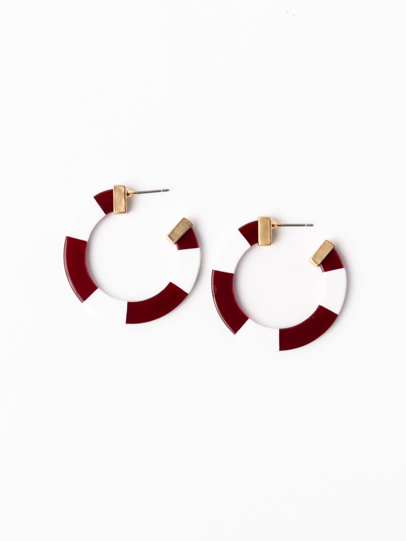 Melody Earrings | Maroon + White