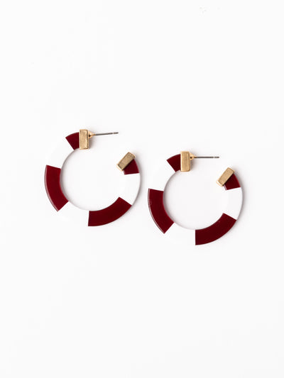 Melody Earrings | Maroon + White