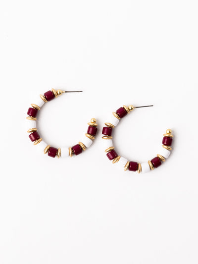 Cara Earrings | Maroon + White