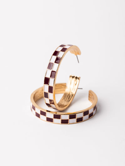 Sunny Earrings | Maroon + White