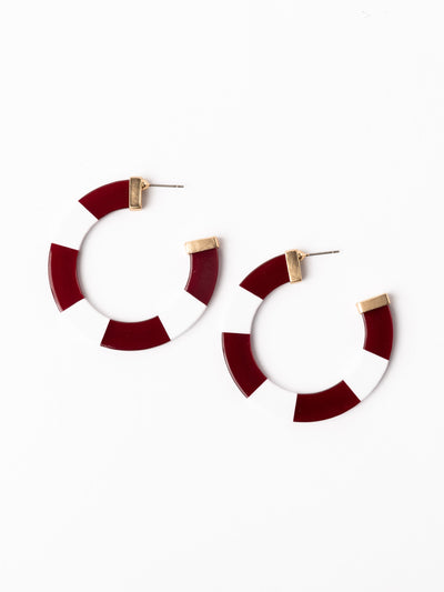 Melody Earrings | Maroon + White