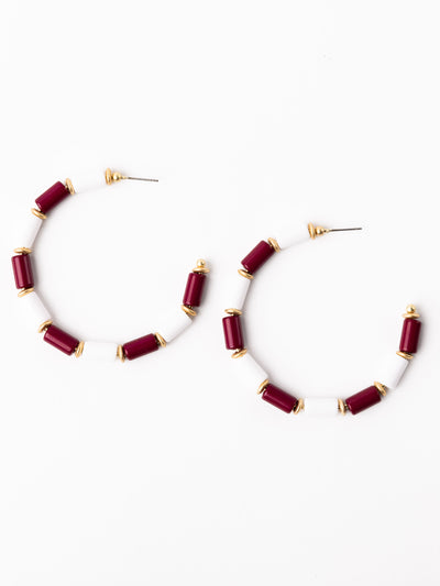 Cara Earrings | Maroon + White