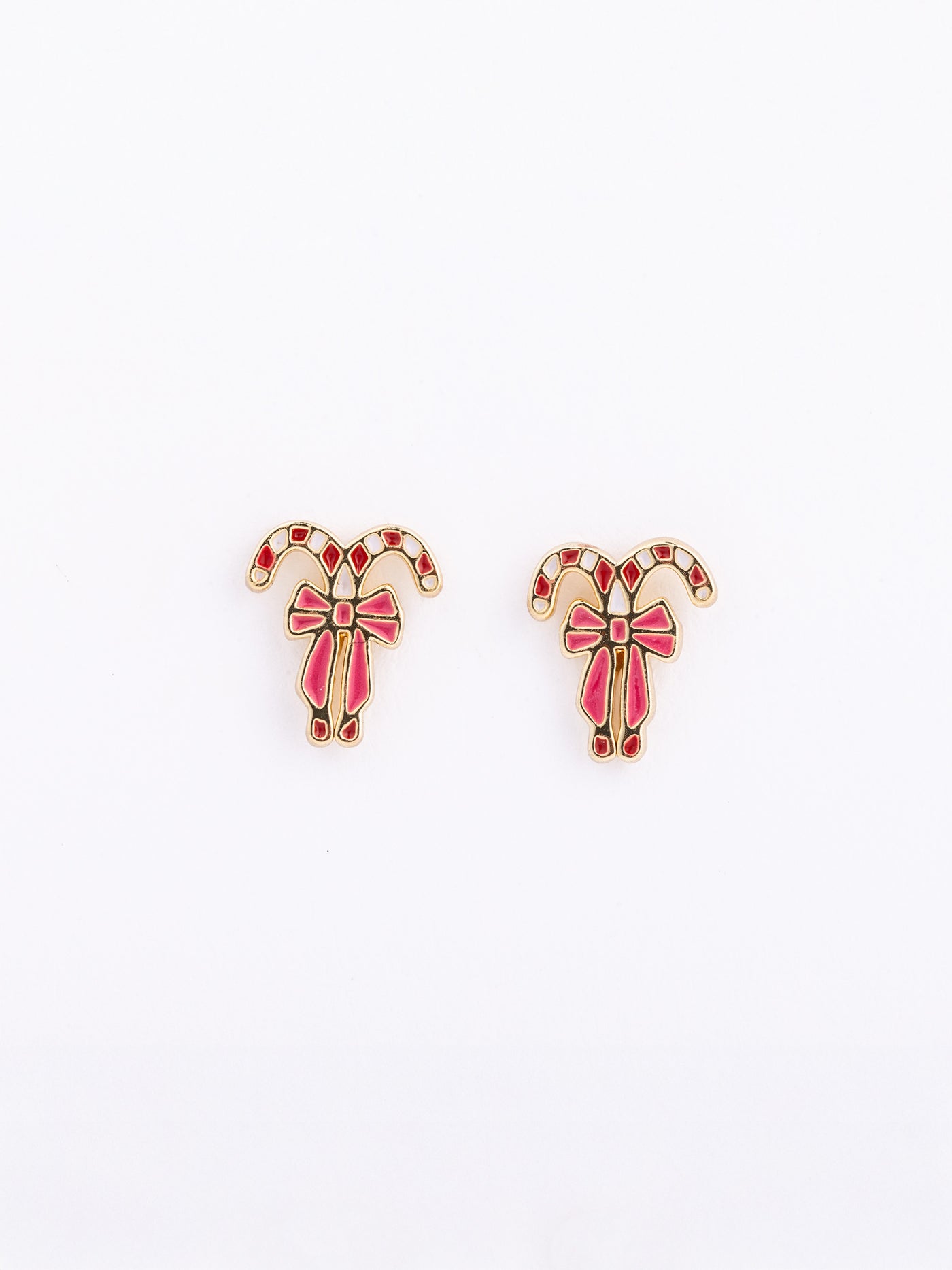 MM Girl Stud Earrings | Candy Cane Bows