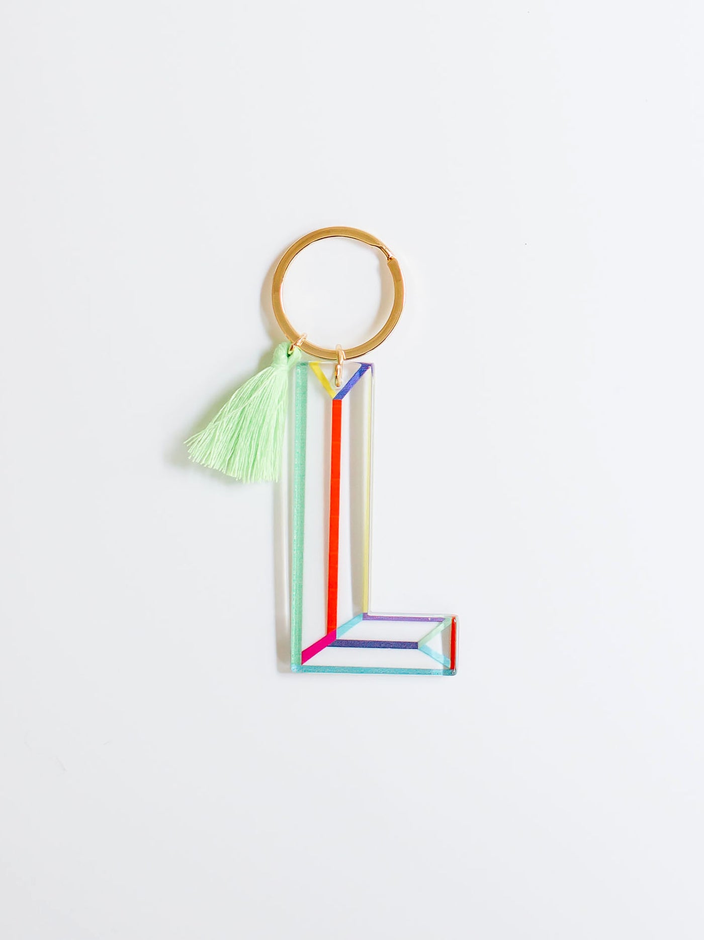 Initial keychain with tassel, Personalized Rainbow letter keychain - p –  jillmakes